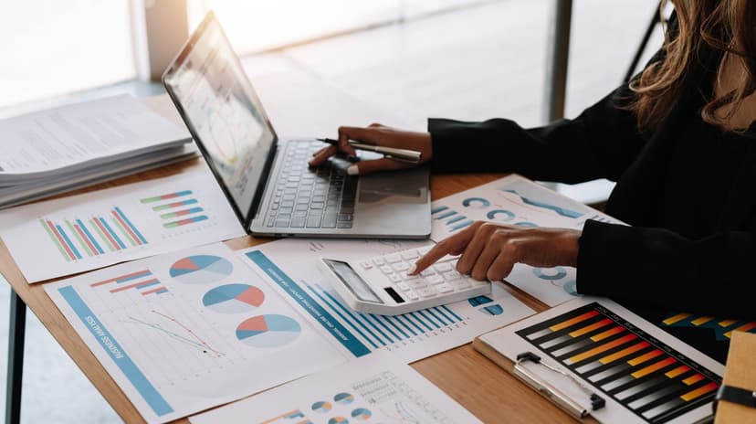 Professional bookkeeper reviewing financial data